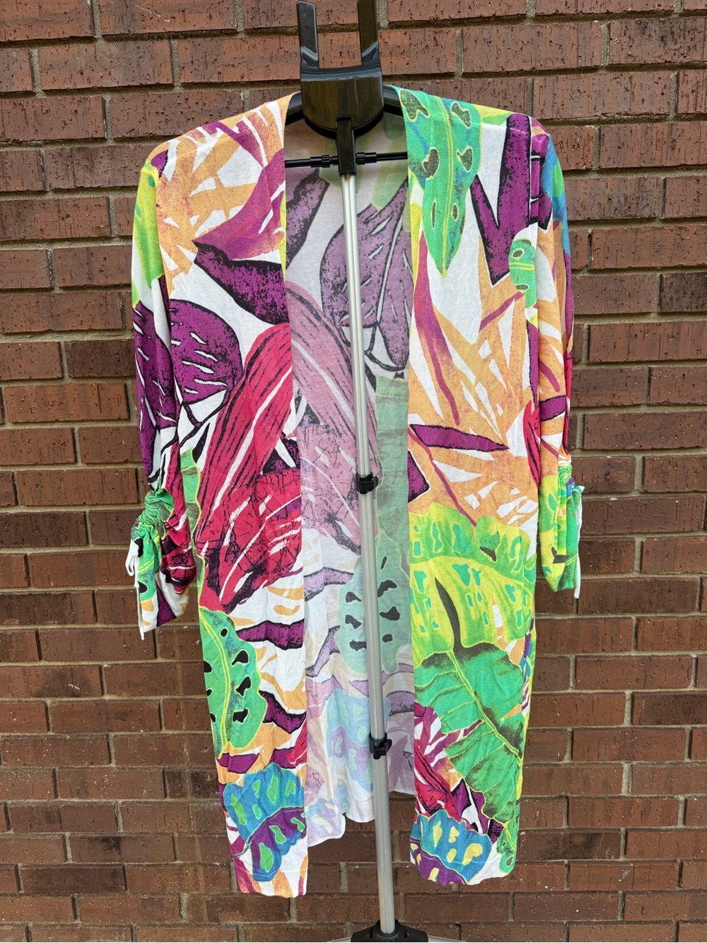 Chicos Tropical Kimono Beach Swim Cover Up Duster Cardigan Sweater Size 3 XL New